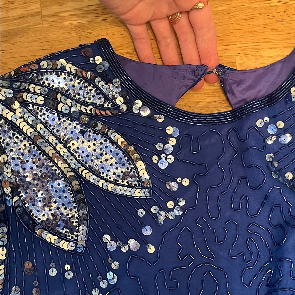 American Vintage Royal Blue Embellished Midi Dress - Picture 2 of 4